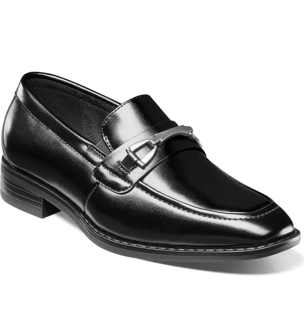 Stacy Adams Boys Kaylor Moc Toe Bit Loafers Size 7 M Black Slip On NWOB